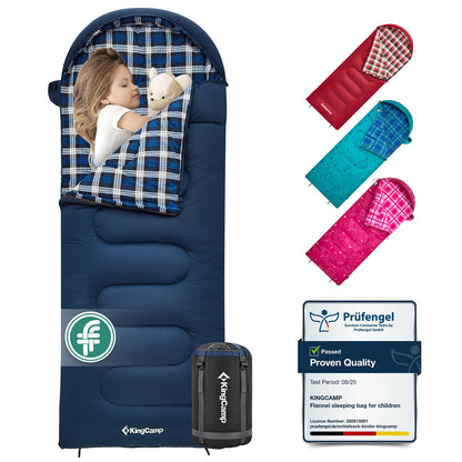 KingCamp CLOUDY Envelope Sleeping Bag with Hood for Children | Water-Resistant & Machine Washable