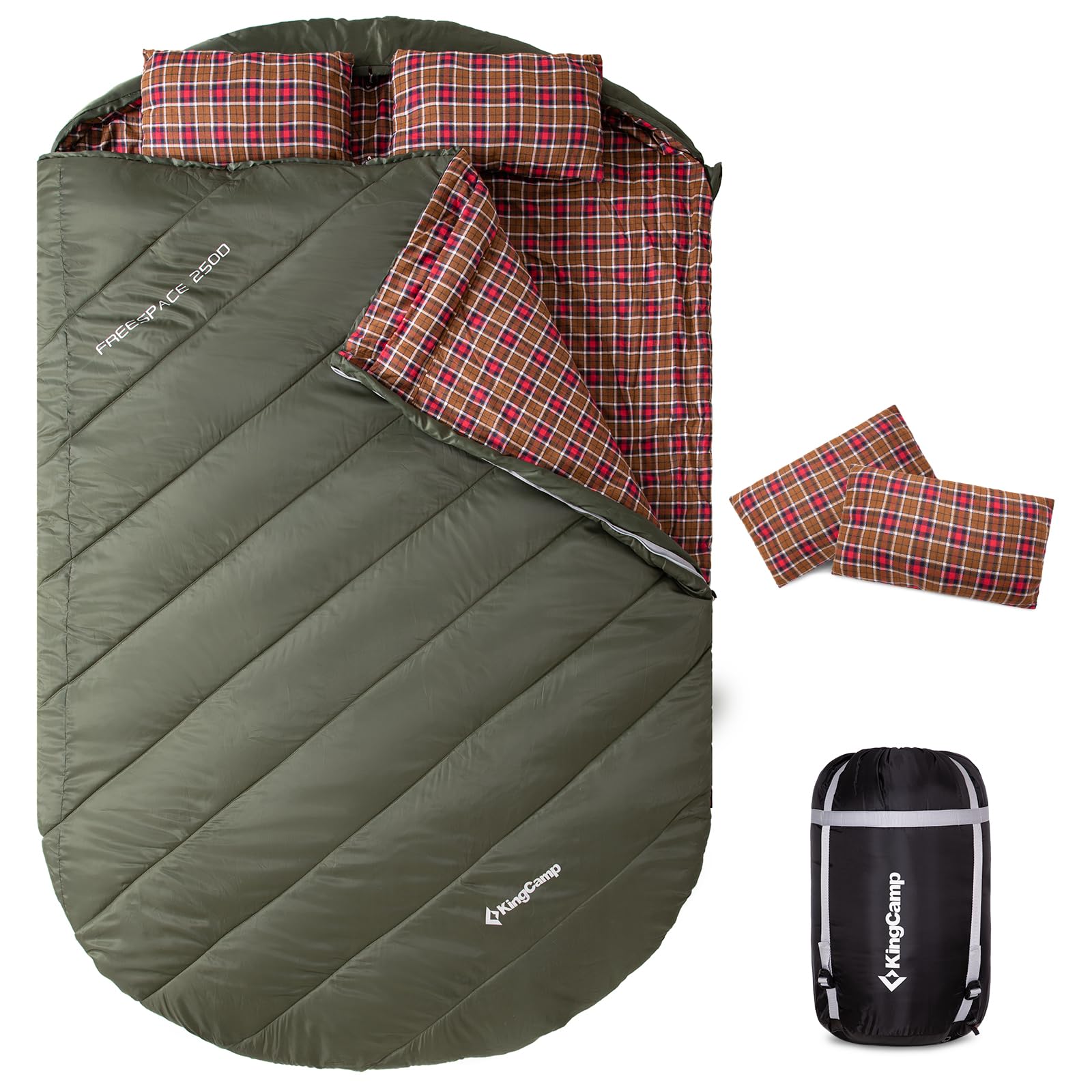 KingCamp FREESPACE 250D Double-Sized Sleeping Bag Olive