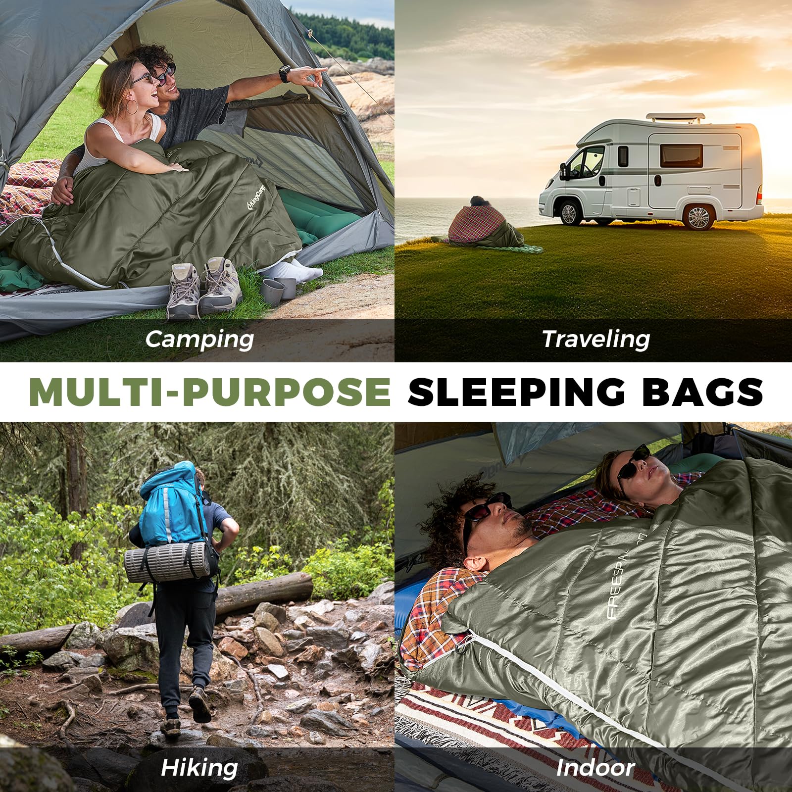 KingCamp FREESPACE 250D Double-Sized Sleeping Bag Olive