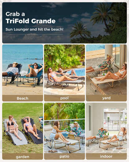 KingCamp Oversize Padded Folding Chaise Lounge Chair
