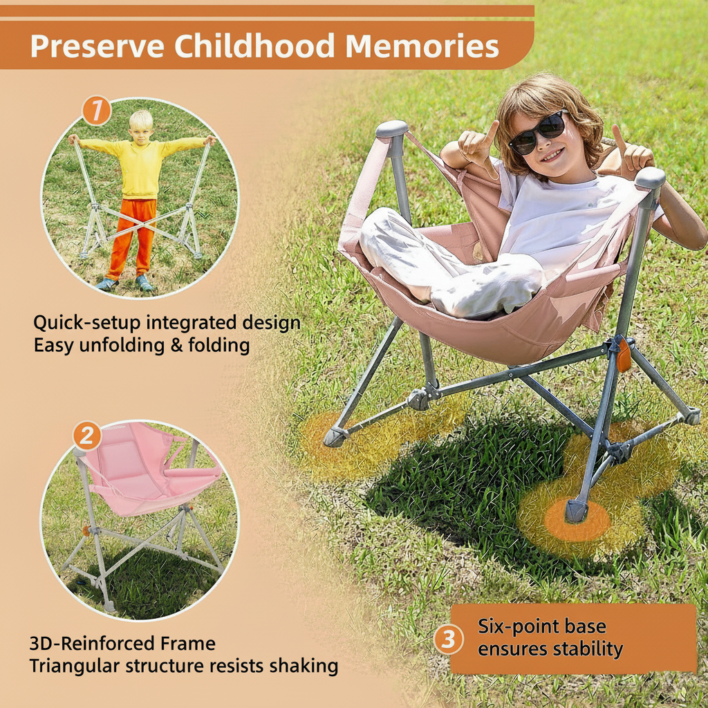 Perfect Gift For Kid KingCamp Kids Hammock Chair with Stand a?? Adjustable Folding Chair for Outdoor & Indoor Use