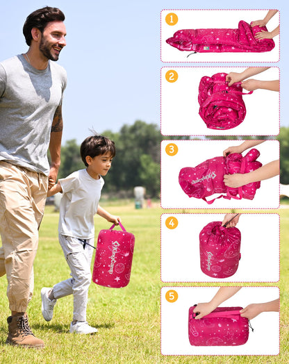 KingCamp Galaxy Zoo Children's Sleeping Bag – Adjustable Length for Growing Kids | 3 Season Camping & Sleepovers