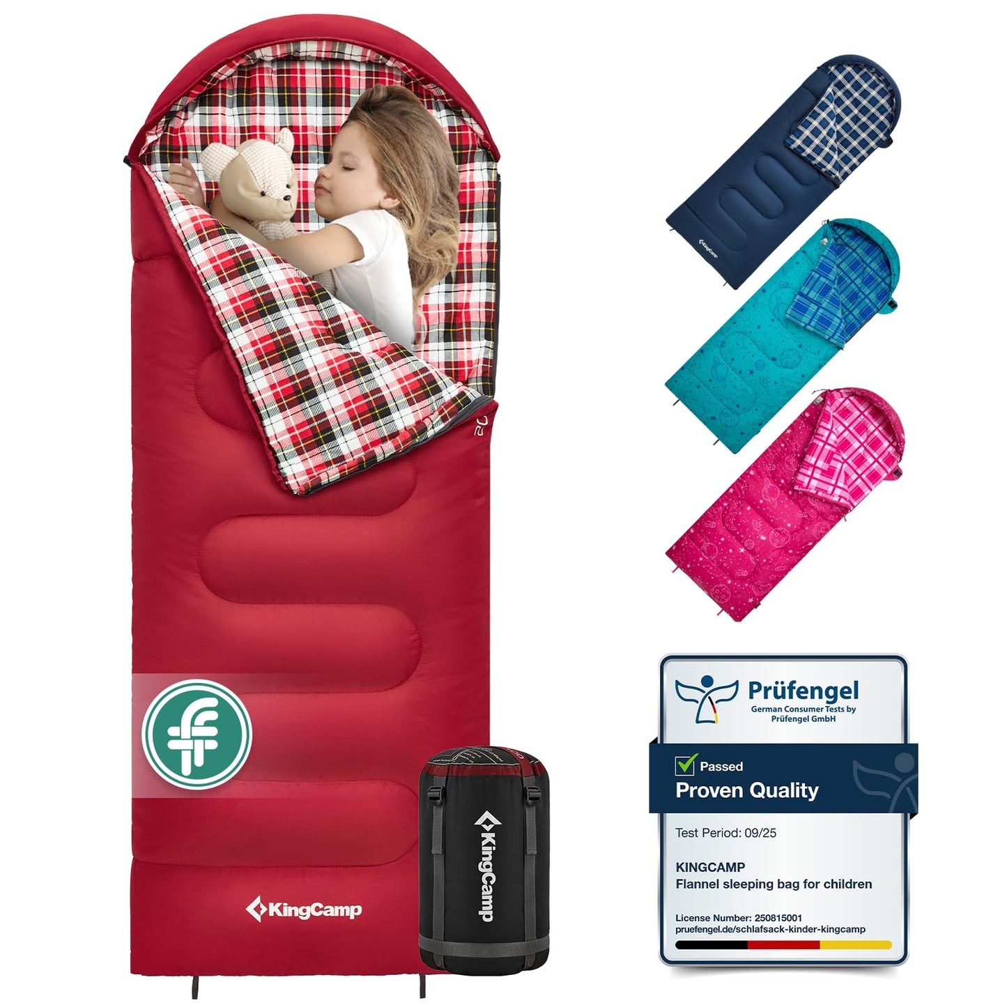 KingCamp CLOUDY Envelope Sleeping Bag with Hood for Children | Water-Resistant & Machine Washable