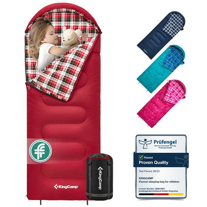 KingCamp CLOUDY Envelope Sleeping Bag with Hood for Children | Water-Resistant & Machine Washable