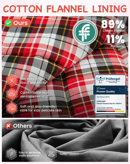 KingCamp CLOUDY Envelope Sleeping Bag with Hood for Children | Water-Resistant & Machine Washable