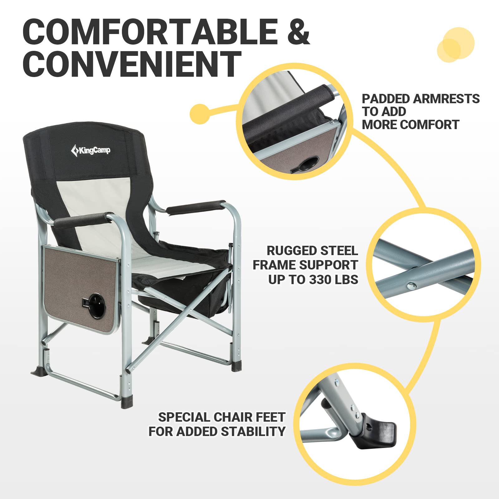 KingCamp Camping Directors Chair with Cooler Bag and Side Table