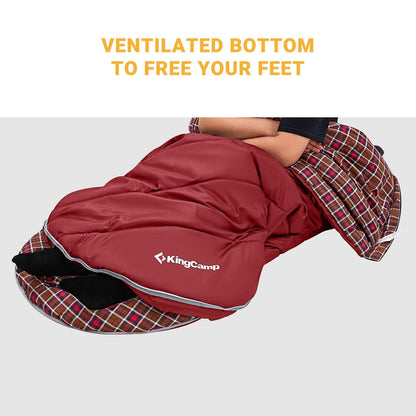 KingCamp FREESPACE 250 3-Season Plus Size Flannel Sleeping Bag Red