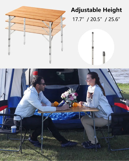 KingCamp 4-Folding Bamboo Table