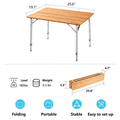 KingCamp 4-Folding Bamboo Table