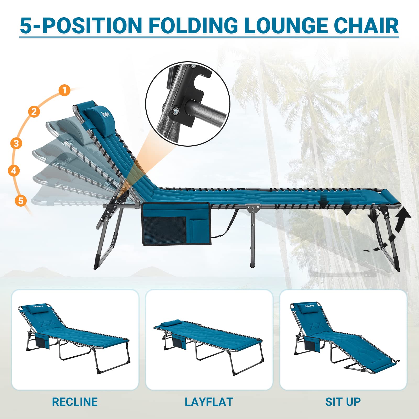 KingCamp Oversize Folding Chaise Lounge Chair