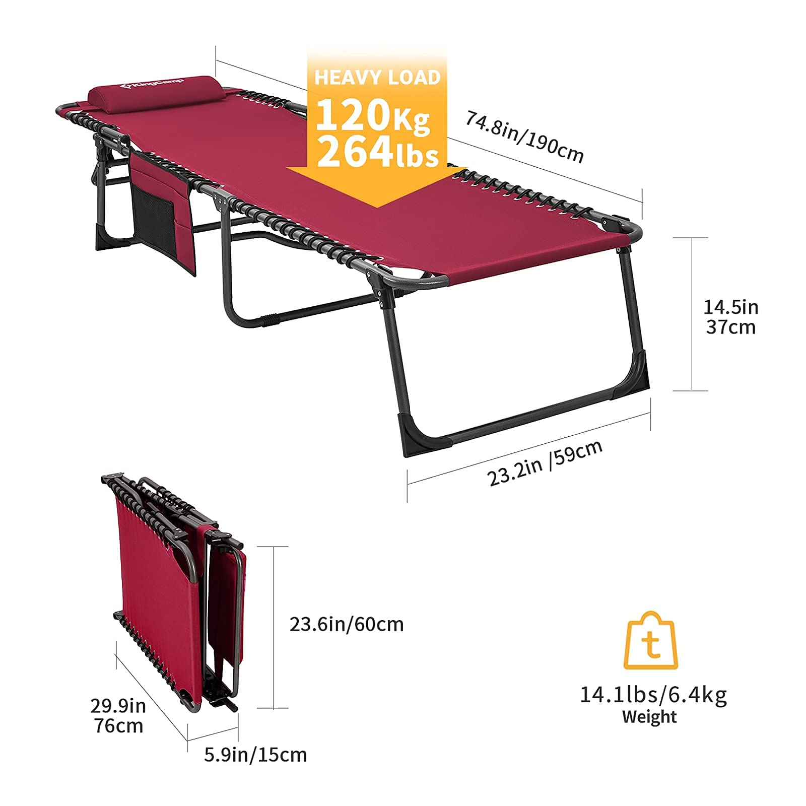 KingCamp 4-Position Folding Chaise