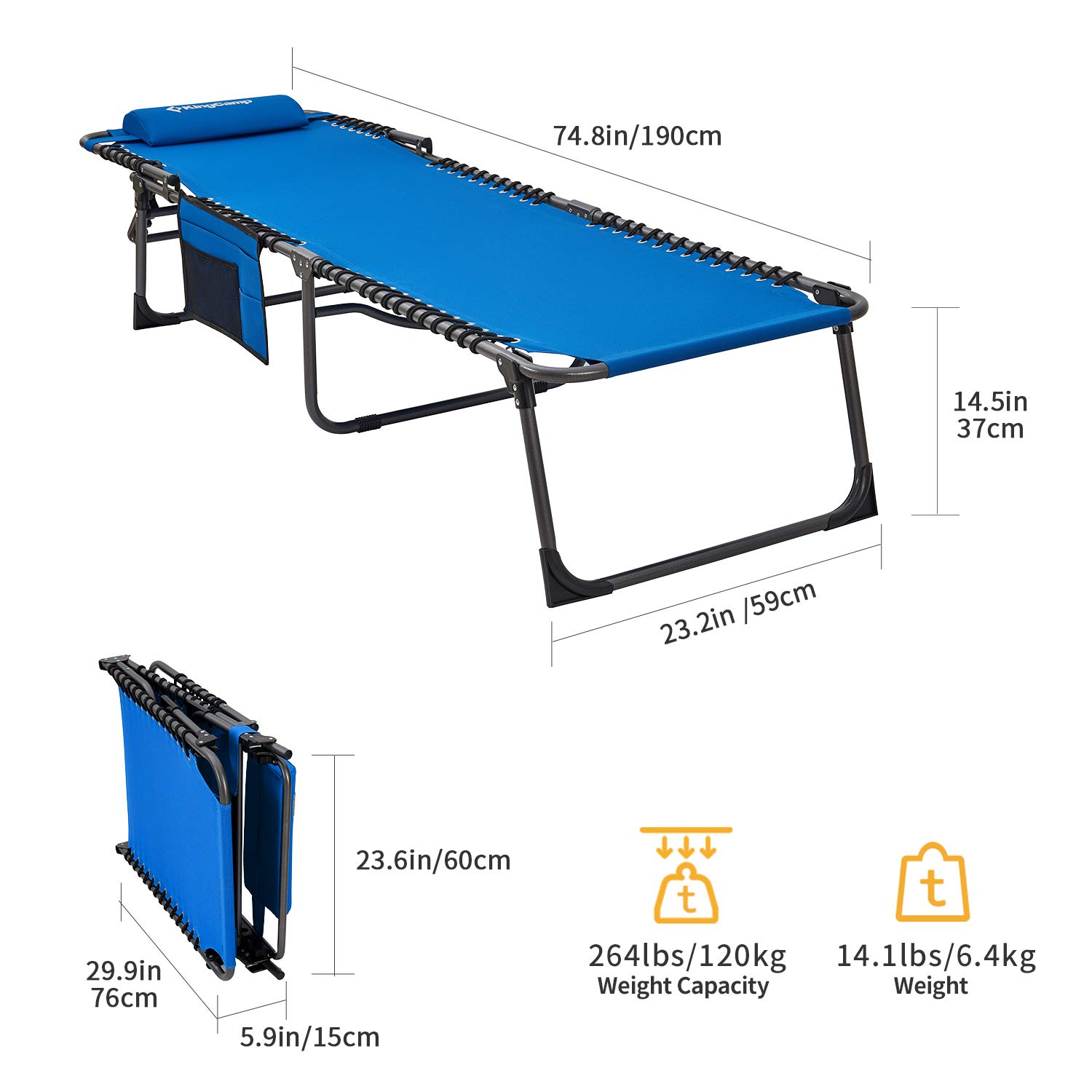 KingCamp 4-Position Folding Chaise