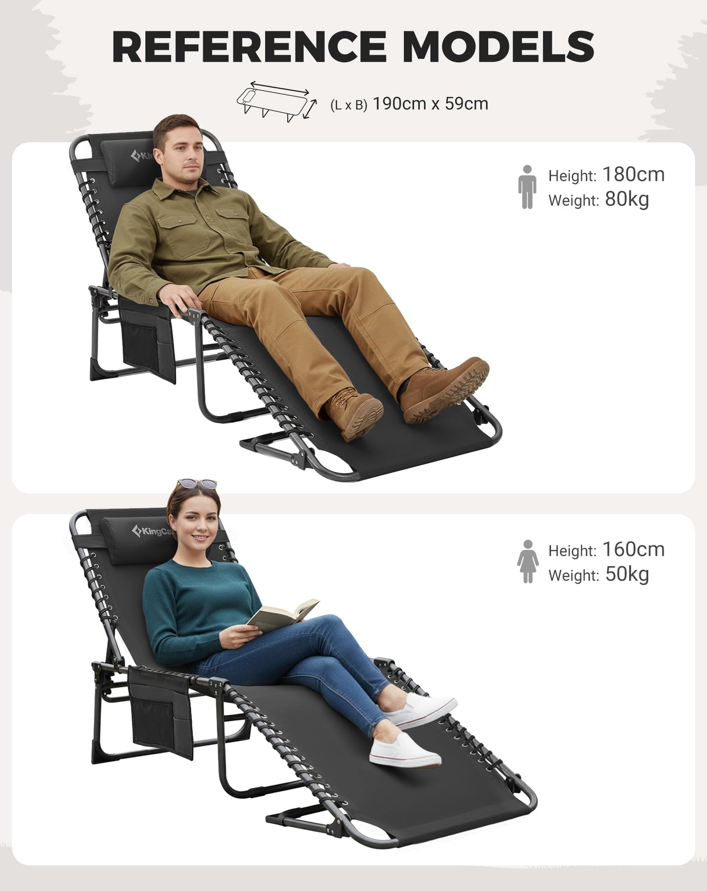 NEW | KingCamp Magnolia B40 Lounge Chair – 5-Position Adjustable Recliner