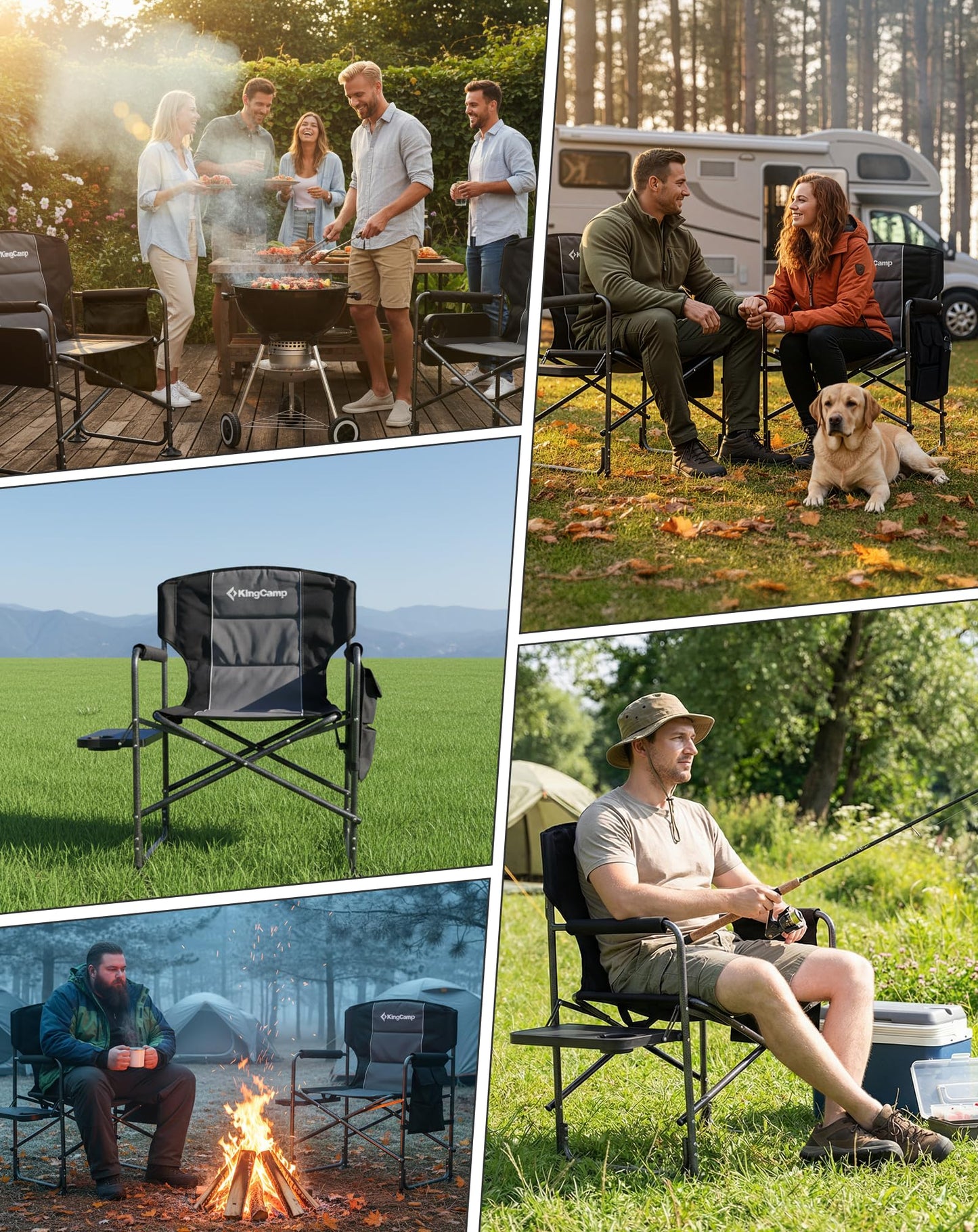 NEW | KingCamp Ash B10 PLUS Folding Director’s Chair – Heavy Duty with Side Table