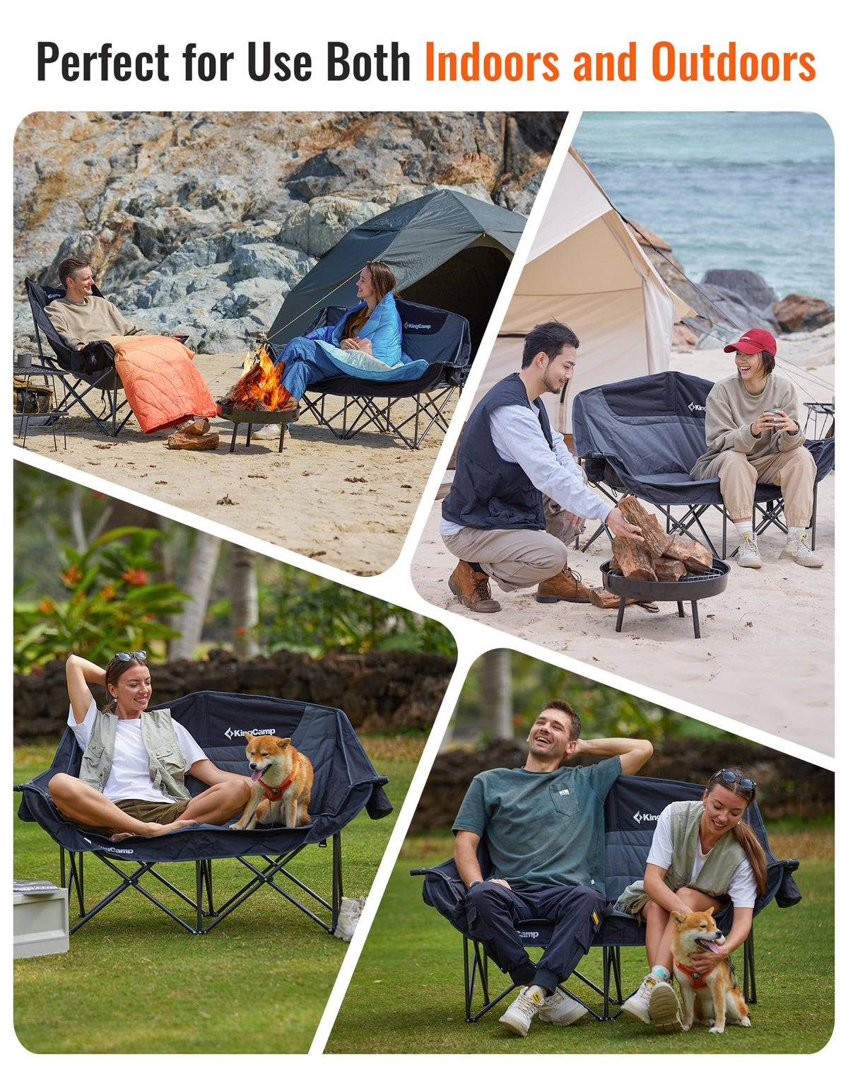 KingCamp CANNA C20 HEATED Oversized Double Camping Chair – 3 Heat Levels