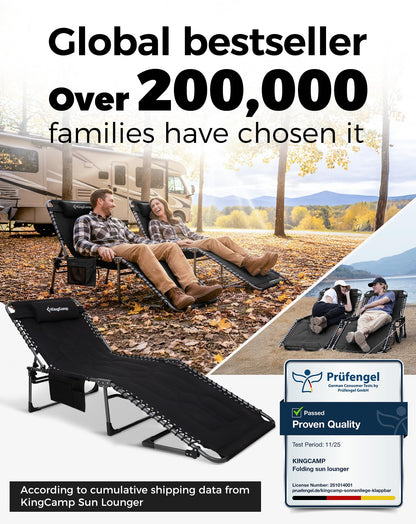 NEW | KingCamp Magnolia B40 Oversized Padded Sun Lounger – 78.7 × 26.8in 5-Position Adjustable Recliner