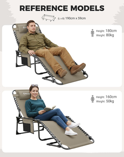 NEW | KingCamp Magnolia B40 Sun Lounger Set with Mattress – 5-Position Adjustable Heavy Duty Design