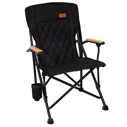 KingCamp Guava C00 Folding Camping Chair with Beech Wood Armrests – Padded Ergonomic High Back