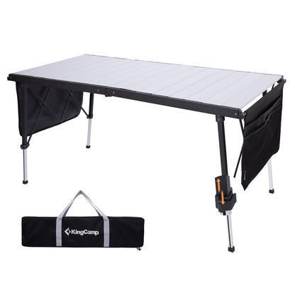 NEW | KingCamp AluVenture 14070 Aluminium Roll-Top Camping Table – 55.1 × 27.6in  Adjustable Height