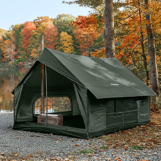 NEW | KingCamp MOUNTAIN IN C5 6–8 Man Canvas Cabin Tent with Stove Jack – Waterproof & Windproof