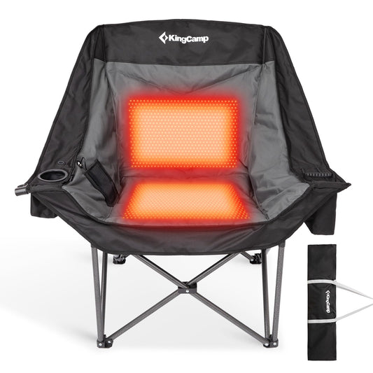 KingCamp Canna C10 Heated Double Camping Chair – Padded Loveseat with Cup & Glass Holders