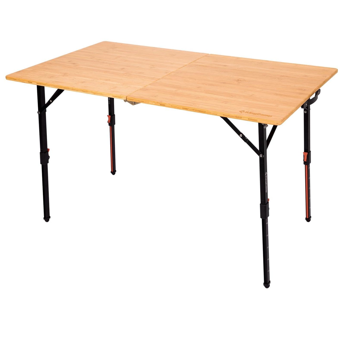 NEW | KingCamp BamAura 2Fold 12070 PLUS Bamboo Camping Table with Adjustable Legs 47.2 x 27.6in