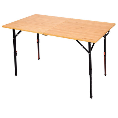 NEW | KingCamp BamAura 2Fold 12070 PLUS Bamboo Camping Table with Adjustable Legs 47.2 x 27.6in