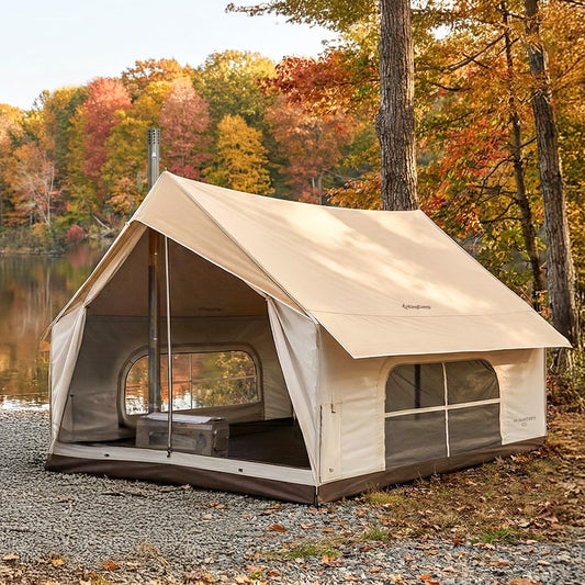 NEW | KingCamp MOUNTAIN IN C5 6–8 Man Canvas Cabin Tent with Stove Jack – Waterproof & Windproof