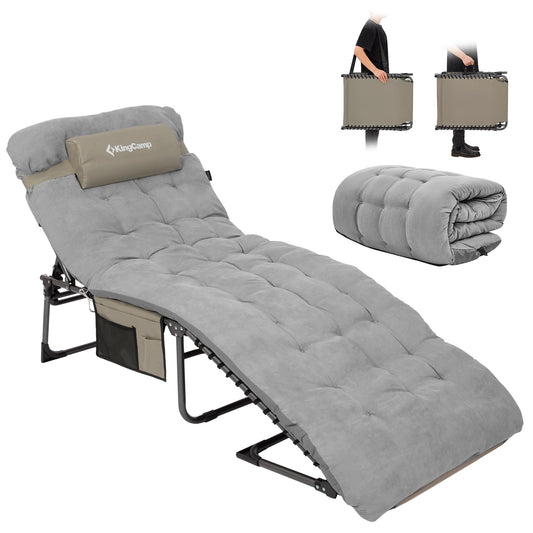 NEW | KingCamp Magnolia B40 Sun Lounger Set with Mattress – 5-Position Adjustable Heavy Duty Design