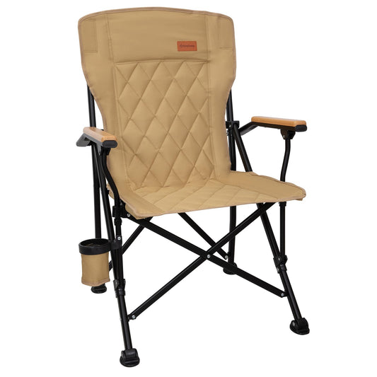 KingCamp Guava C00 Folding Camping Chair with Beech Wood Armrests – Padded Ergonomic High Back