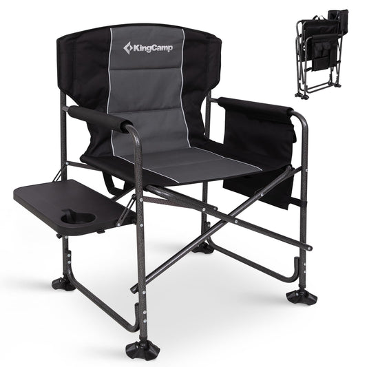 NEW | KingCamp Ash B10 PLUS Folding Director’s Chair – Heavy Duty with Side Table