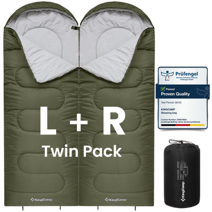 KingCamp Oasis 250 SET Sleeping Bag – 3–4 Season Zip-Connectable to Double