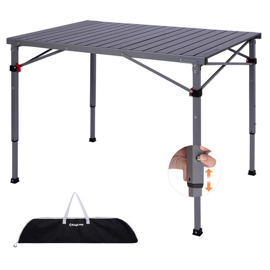 NEW | KingCamp AluVenture 10770 Aluminium Roll-Top Camping Table – 42.1 × 27.6in  Adjustable Height