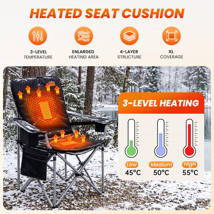 NEW | KingCamp HEATED CUSHION Heated Seat Pad – 3-Level Dual-Zone Heating, 110cm Full Coverage