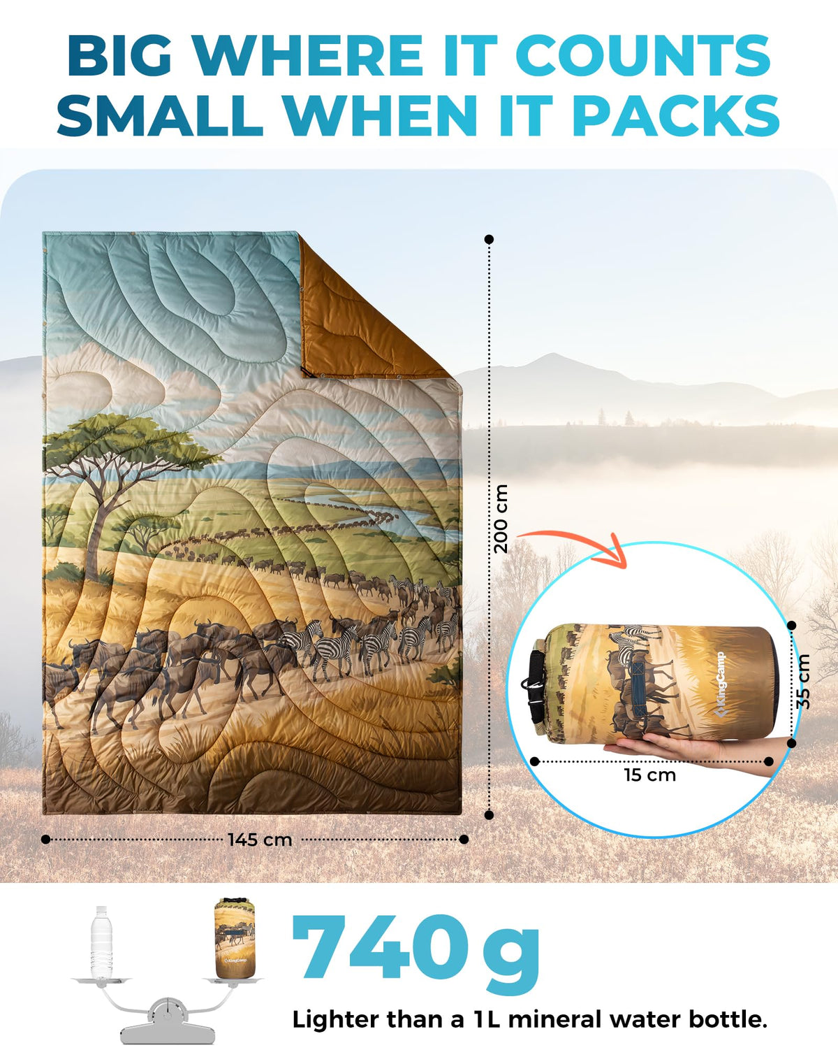 KingCamp SMART 150 XL Camping Blanket – Lightweight & Warm