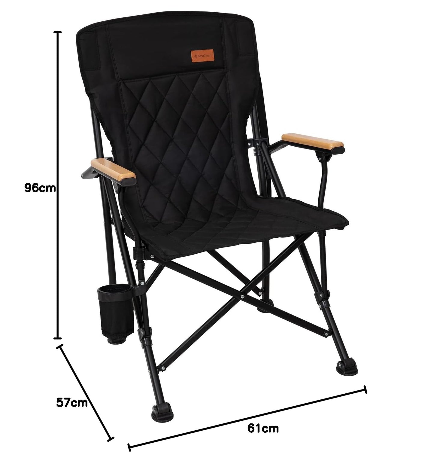 KingCamp Guava C00 Folding Camping Chair with Beech Wood Armrests – Padded Ergonomic High Back