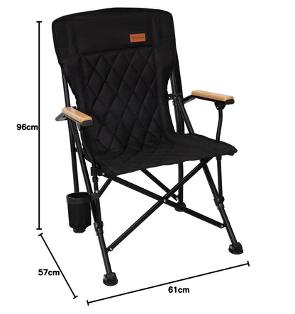 KingCamp Guava C00 Folding Camping Chair with Beech Wood Armrests – Padded Ergonomic High Back