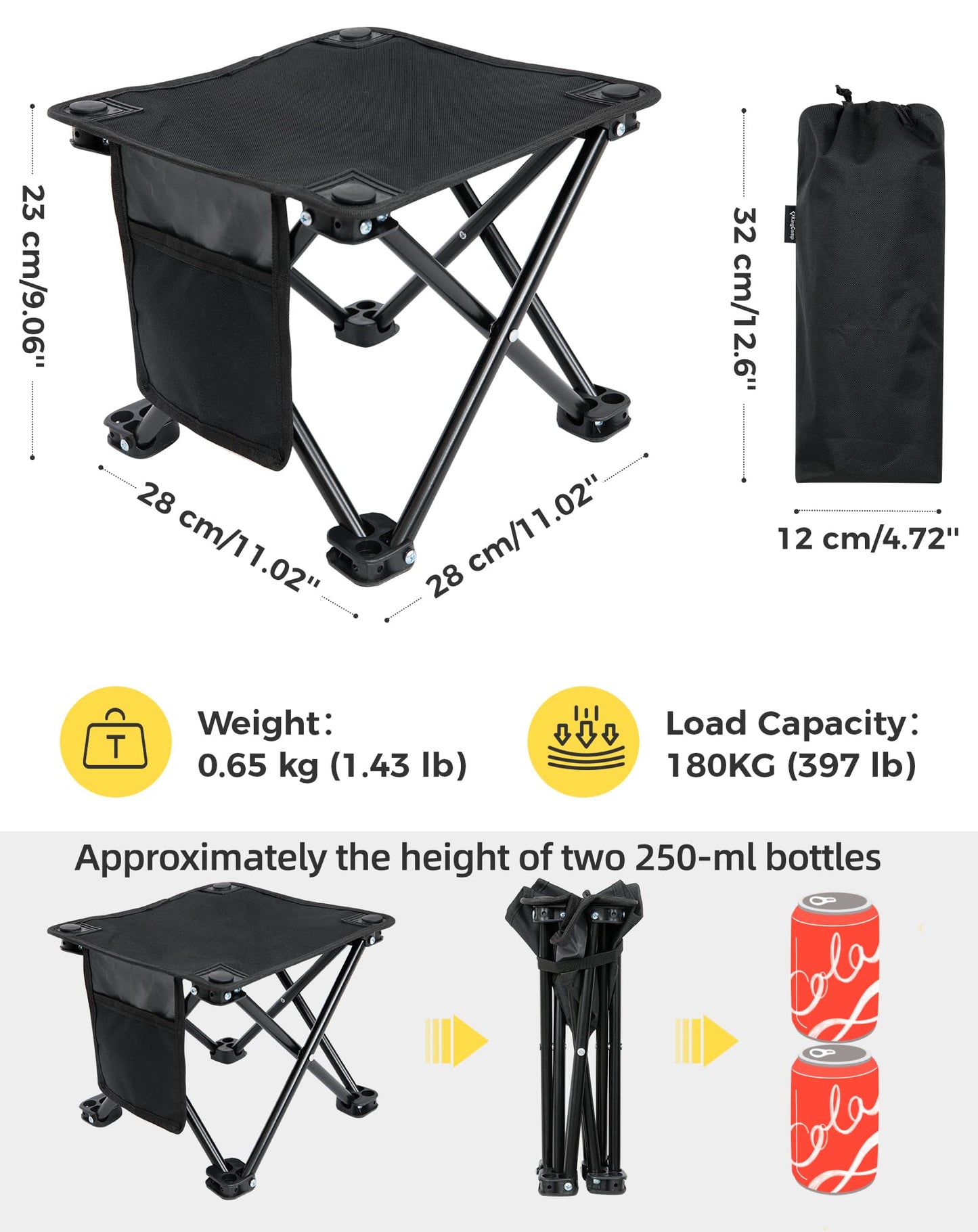 NEW | KingCamp CubeGo S+ Set of 2 Folding Camping Stools – Lightweight 180kg Capacity