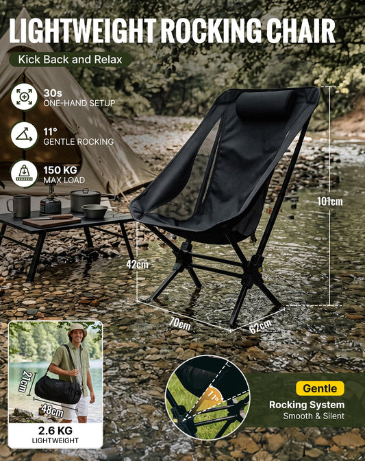 NEW | KingCamp Lightweight Highback Chair – Gentle Rocking Folding Camping Chair