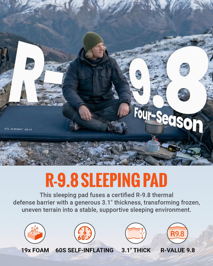 NEW | KingCamp CLASSIC 8.0 Self-Inflating Sleeping Mat with Built-In Pillow