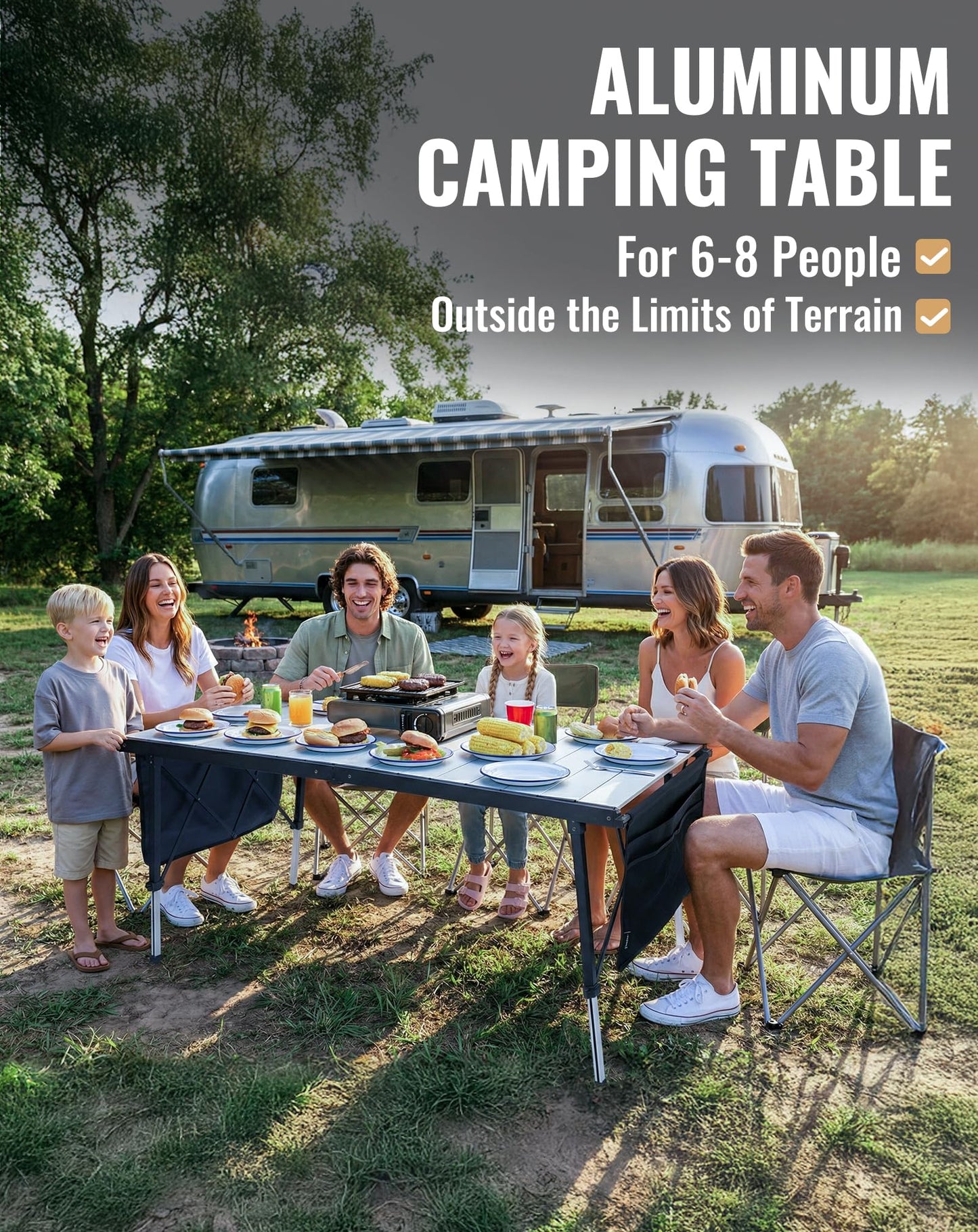 NEW | KingCamp AluVenture 14070 Aluminium Roll-Top Camping Table – 55.1 × 27.6in  Adjustable Height