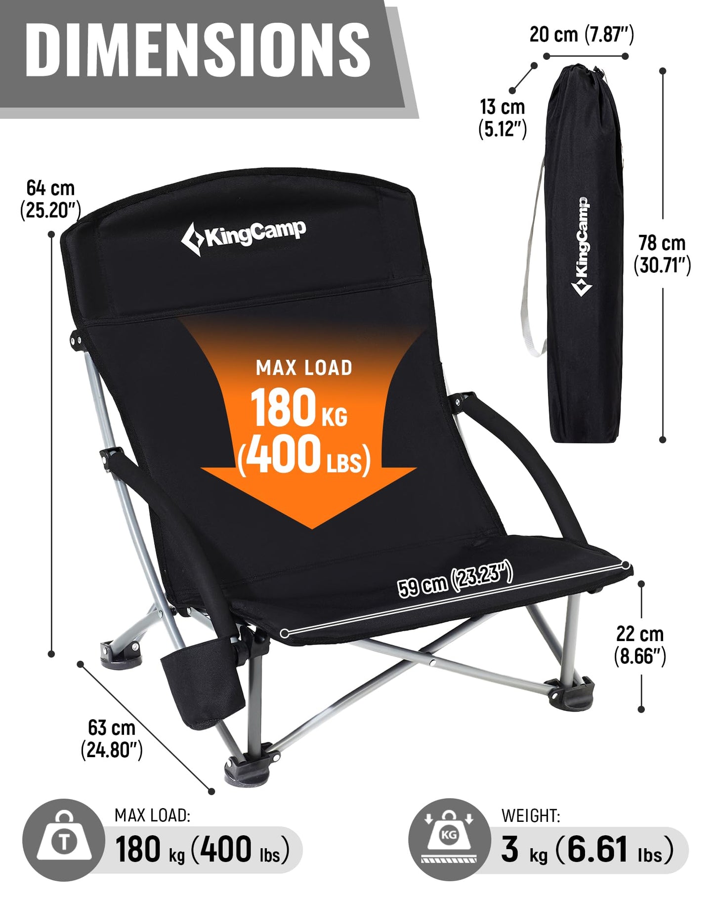 KingCamp PALONA B10 Low Sling Beach Chairs