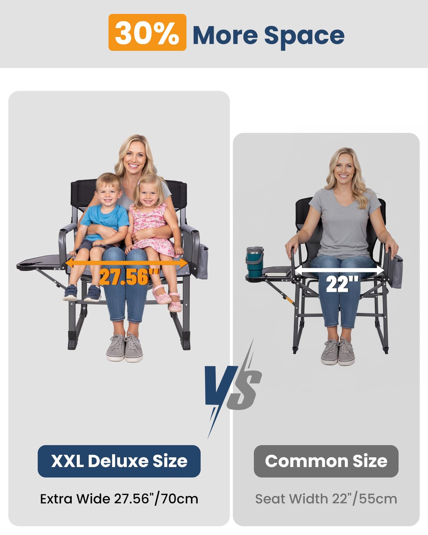 NEW | KingCamp Ash C30 XXL Director’s Chair – Extra Wide, Heavy Duty with Side Table