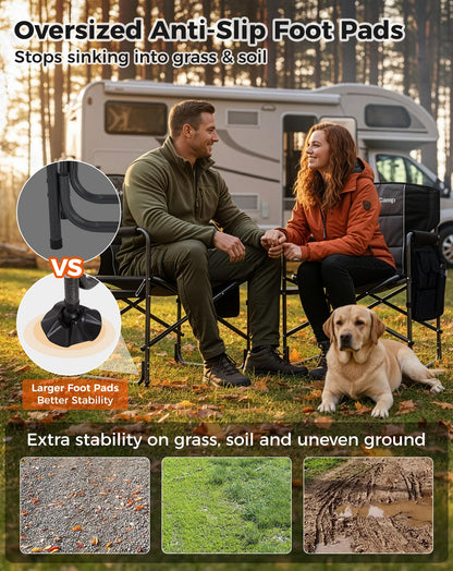 NEW | KingCamp Ash B10 PLUS Folding Director’s Chair – Heavy Duty with Side Table