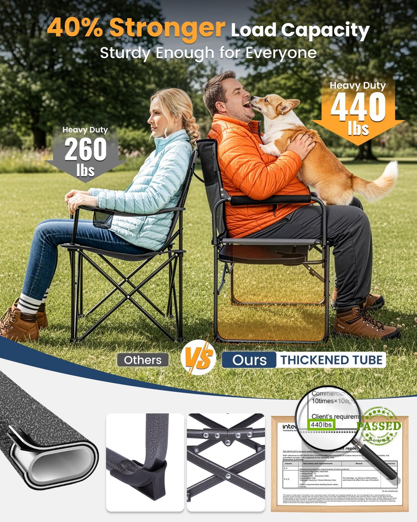 NEW | KingCamp Ash C30 Director’s Chair – Extra Wide, Heavy Duty Frame with Side Table
