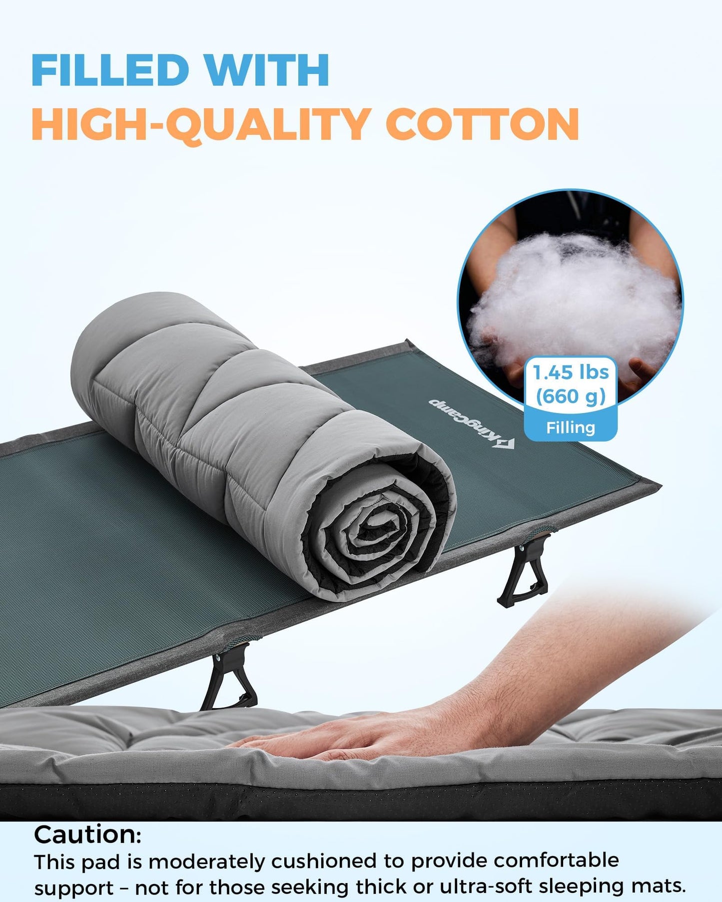KingCamp Camp Pad 500 Cot Mattress – Soft Non-Slip Design
