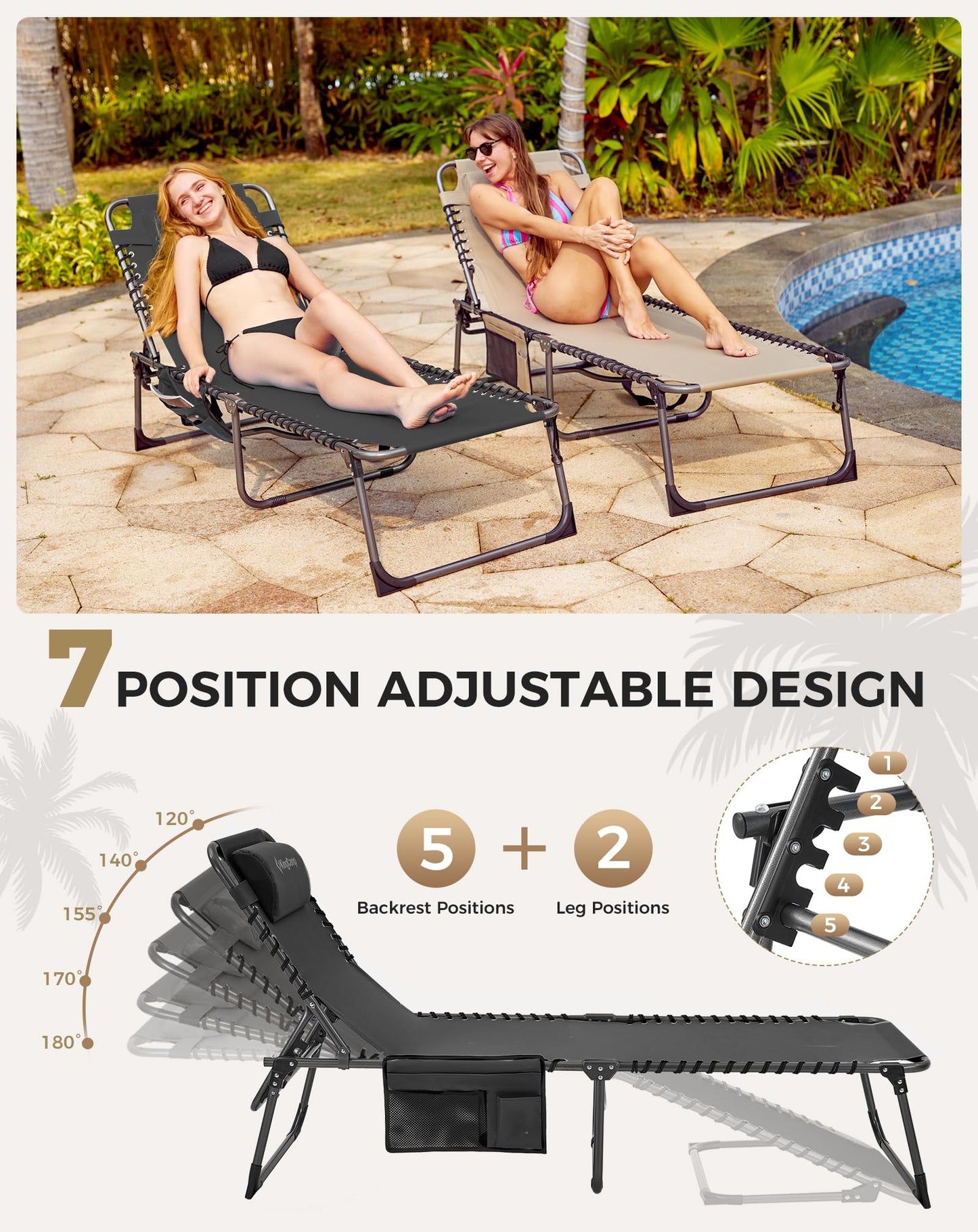 NEW | KingCamp Magnolia B40 Lounge Chair – 5-Position Adjustable Recliner