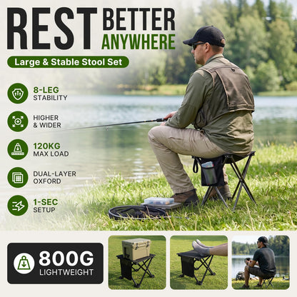 NEW | KingCamp CubeGo Wide M 2 Pack Folding Camping Stools – Large Seat, 120kg Capacity