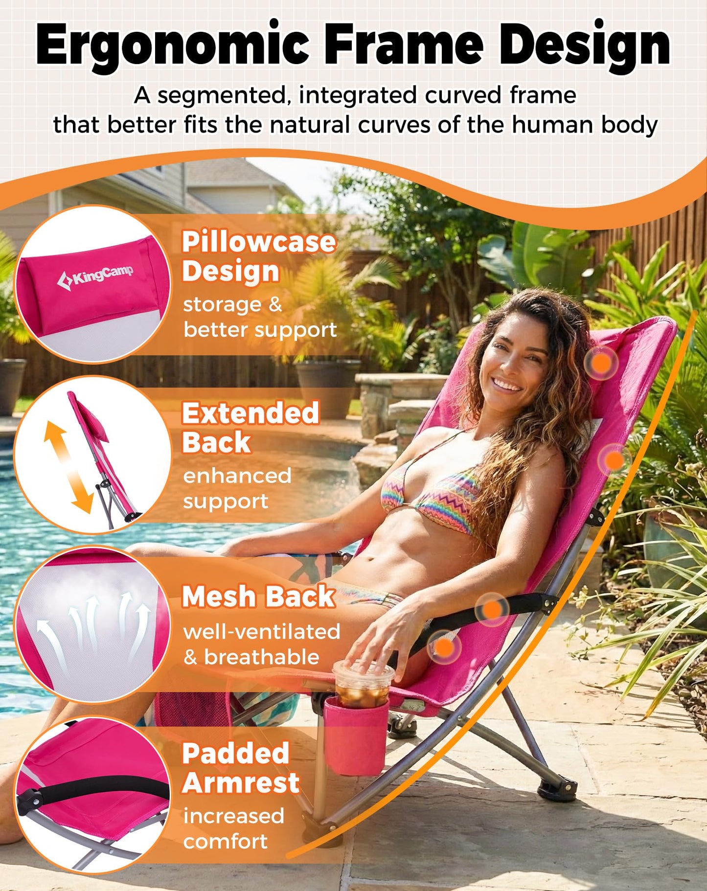 KingCamp High Mesh Back Beach Folding Chair