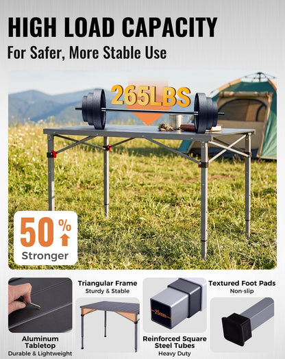 NEW | KingCamp AluVenture 10770 Aluminium Roll-Top Camping Table – 42.1 × 27.6in  Adjustable Height